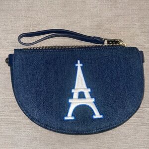 Talbots Blue Clutch with Eiffel Tower Design